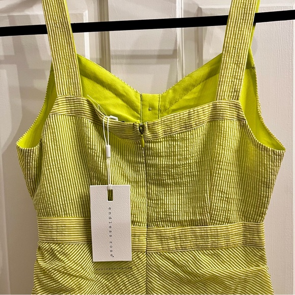 Endless Rose Lime Seersucker Ruched Sundress Size XS - Picture 8 of 9